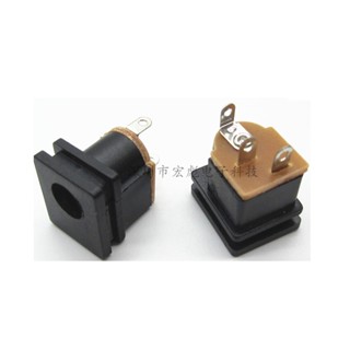 ปลั๊ก DC jack ตัวเมีย 5.5 x 2.1 mm DC power socket DC-015 socket 5.5*2.1MM square female socket round pin