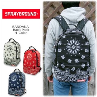 พร้อมส่งสีแดง น้ำเงิน ดำ ของแท้  กระเป๋าเป้ sprayground ลาย Bandana backpack