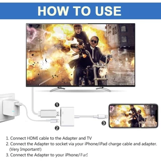 ❤️พร้อมส่ง🍎phone To HDMI Adaptor ios Digital AV Adaptor พร้อมพอร์ตชาร์จ สำหรับ iOS tablet สำหรับ HD TV Monitor 1080P