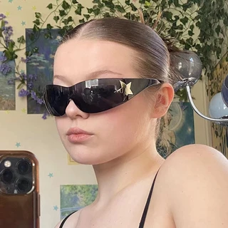 *พร้อมส่ง* Cod Y2K Millennium แว่นตากันแดด ไร้กรอบ รูปนักบิน ห้าดาว สไตล์ยุโรป อเมริกัน สําหรับผู้หญิง ผู้ชาย