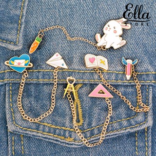 Ellastore123 เข็มกลัดโซ่ รูปกระต่าย แครอท หัวใจน่ารัก สําหรับผู้หญิง