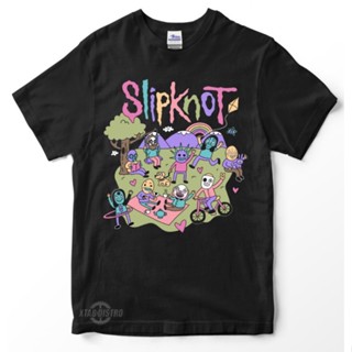 เสื้อยืดแขนสั้น ทรงหลวม พิมพ์ลายการ์ตูนแอนิเมชั่น Slipknot คุณภาพสูง สไตล์เกาหลี สําหรับผู้ชาย และผู้หญิง