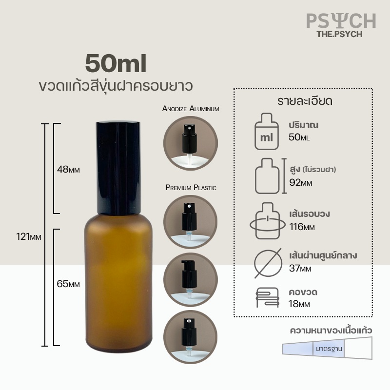 🔥[พร้อมส่ง] 50ml ขวดแก้วสีขุ่น ขวดสเปรย์ ขวดปั๊ม ฝาครอบยาวอย่างดี