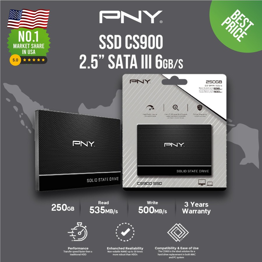 PNY SSD CS900 250GB SATA III 2.5 นิ้ว