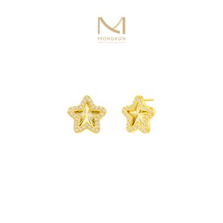 Mongkon Gold ทองคำแท้บริสุทธิ์สูง 96.5% ต่างหู 1 สลึง X-mas Star