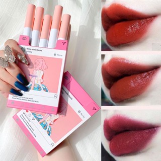 พร้อมส่ง* (ใหม่/ของแท้) Lipstick เซทลิปโทน เกาหลี สีส้มอิฐ 5สี 5 แท่ง ลิปสติก กันน้ำ ติดทนนาน ตลอดวัน ของแท้ 100%