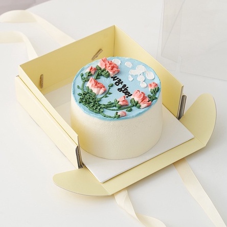 กล่องเค้กแบบใส ฐานสีเหลืองพร้อมริบบิ้นหูหิ้ว ขนาด 1 ปอนด์ - รูปที่ 3