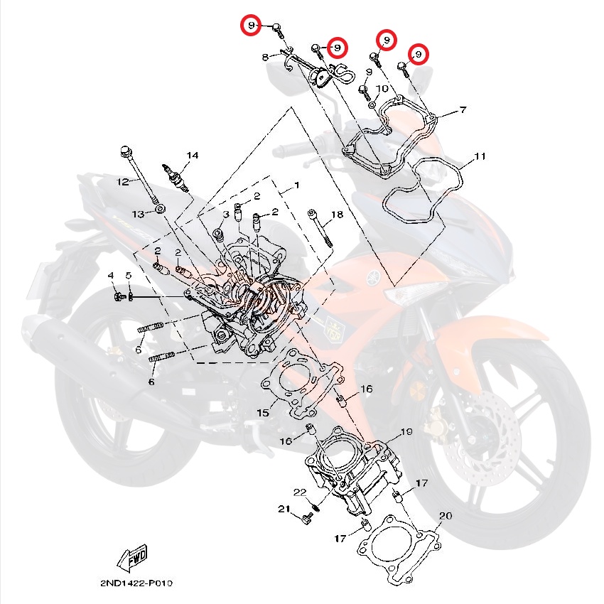 Yamaha Y15 V2 LC135 FI V8 Spru Cover Head Japan (95E32-06020)