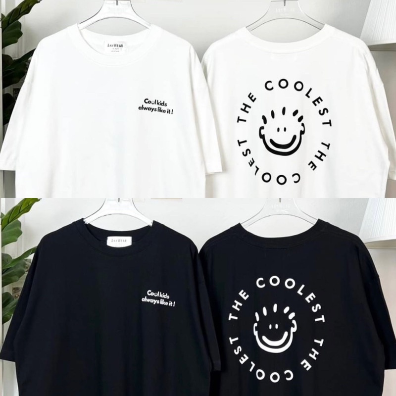เสื้อยืด Oversize THE COOLEST สกรีนหน้า-หลังผ้าCotton100% by AnyWear ผ้าCotton100% ผ้านุ่ม ทรงเกาหลี ใส่สบาย