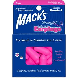 Macks Dreamgirl 5คู่ ที่อุดหูเวลานอน earplugs โฟมอุดหู ปลั๊กอุดหู Macks earplug พร้อมส่ง สำหรับรูหูเล็ก โฟมนุ่มสบาย PINK