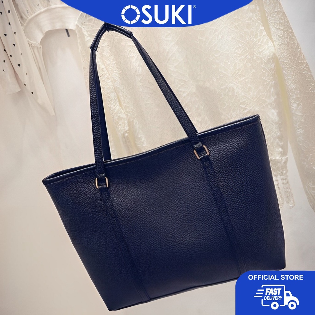 OSUKI กระเป๋าสะพายหนังหรูหรา 12217 - สีดํา