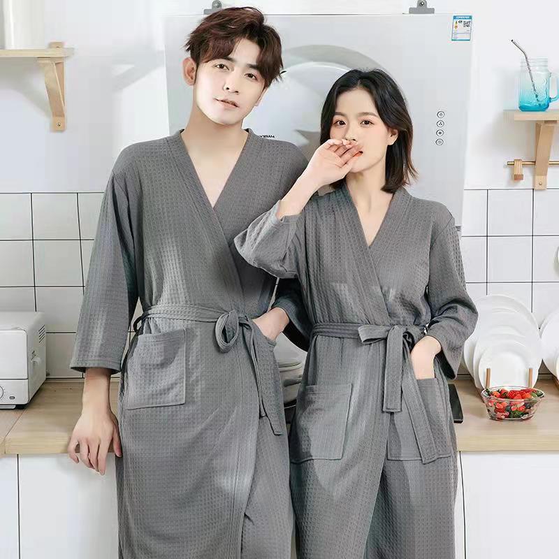 🇹🇭ส่งจากกรุงเทพ เสื้อคลุมอาบน้ำ คุณภาพสูง ชุดนอนคู่ แฟชั่น ห้องน้ำ เสื้อคลุมโรงแรม ข้อเสนอสุดพิเศษ