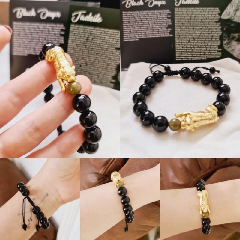 BLACK ONYX JADEIT TIGER NATURAL STONE BRACELET