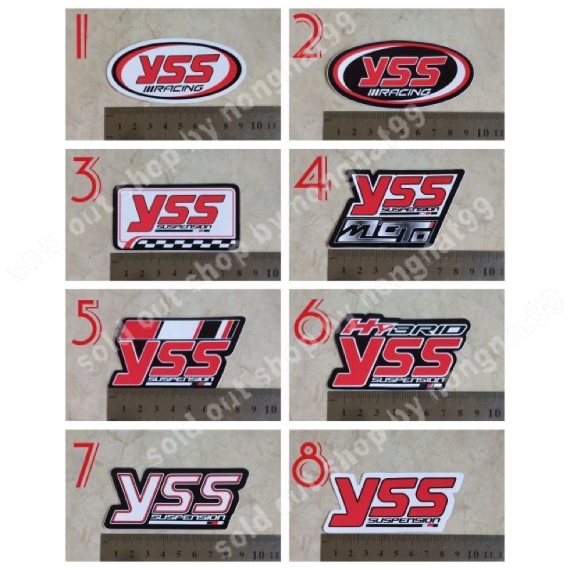 1 แผ่น สติ๊กเกอร์ติดโช็ค YSS สติกเกอร์กันน้ำ ตกแต่งรถ มี12แบบให้เลือก