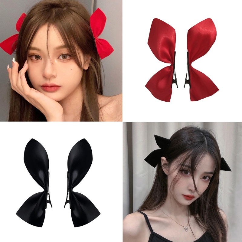 HO Y2k 90s ความงามผ้า Bowknot Hairpin สําหรับผู้หญิงหวาน Girly Charm กิ๊บติดผม