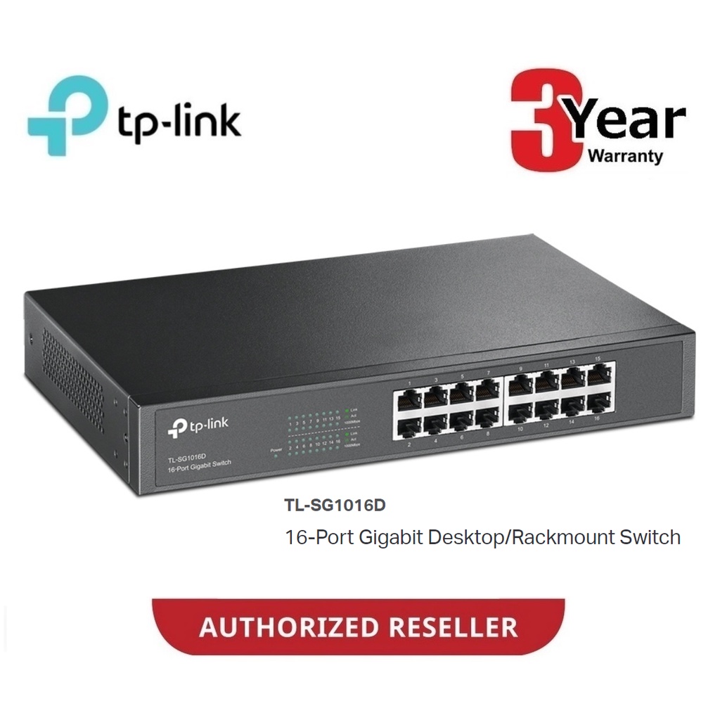 TP-Link TL-SG1016D / SG1016D 16-Port Gigabit Desktop - สวิตช์แร็คเมาท์