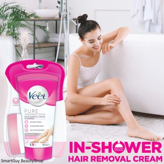 Veet Pure Inspirations Hair Removal Cream In Shower for Sensitive Skin 150ml ผลิตภัณฑ์กำจัดขนสำหรับร่างกายขณะอาบน้ำ