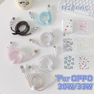 เคสปลั๊กชาร์จ แบบนิ่ม ลายดอกไม้ สําหรับ OPPO 30W 33W Android Type-C 5 ชิ้น