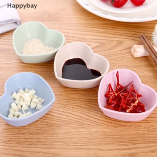 &lt;Happybay&gt; ชามฟางข้าวสาลี รูปหัวใจ สีพื้น สําหรับใส่ซอสถั่วเหลือง ลดราคา