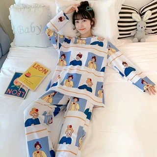 🐻เซ็ตชุดนอน เสื้อแขนยาว-กางเกงขายาว ลายหมี สุดน่ารัก ลายการ์ตูน หลายรูปแบบหลายลาย🌈พร้อมจัดส่ง🐻✨