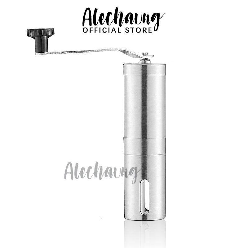 Alechaung ที่บดกาแฟสแตนเลส ล้างทำความสะอาดง่าย ปรับความละเอียดได้ ที่บดกาแฟแบบมือหมุน Coffee Grinder