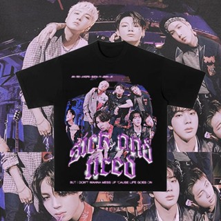 ราคาถูกKPOP BTS ผ้าฝ้ายเสื้อยืดผู้ชายและผู้หญิง Overszie แนวโน้ม INS หลวมพิมพ์แขนสั้นฤดูร้อน 2022 ใหม่สไตล์เกาหลีแฟชั่นเ