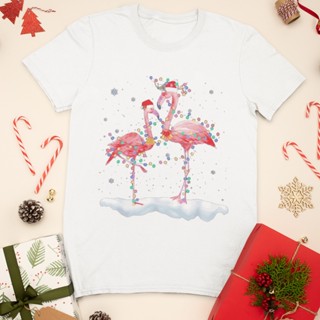 ถูกที่สุด 2022 Christmas Women&amp;#39;s T-Shirt Flamingo Print Beautiful Fashion Casual Comfortable Versatile Round Neck La