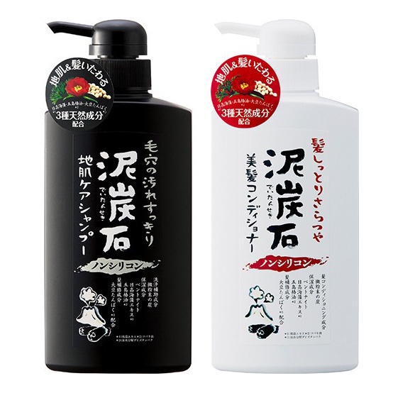 เดตันเซกิ แชมพู/ ครีมนวด ไม่มีซิลิโคน แชมพูถ่านภูเขาไฟ 500ml Deitanseki Shampoo / Conditioner