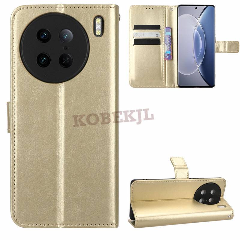 Vivo X90 Pro 5G PU หนังกระเป๋าสตางค์ช่องใส่การ์ด Vivo X90 X80 X70 Pro VivoX90 ProPlus X90Pro Stand H