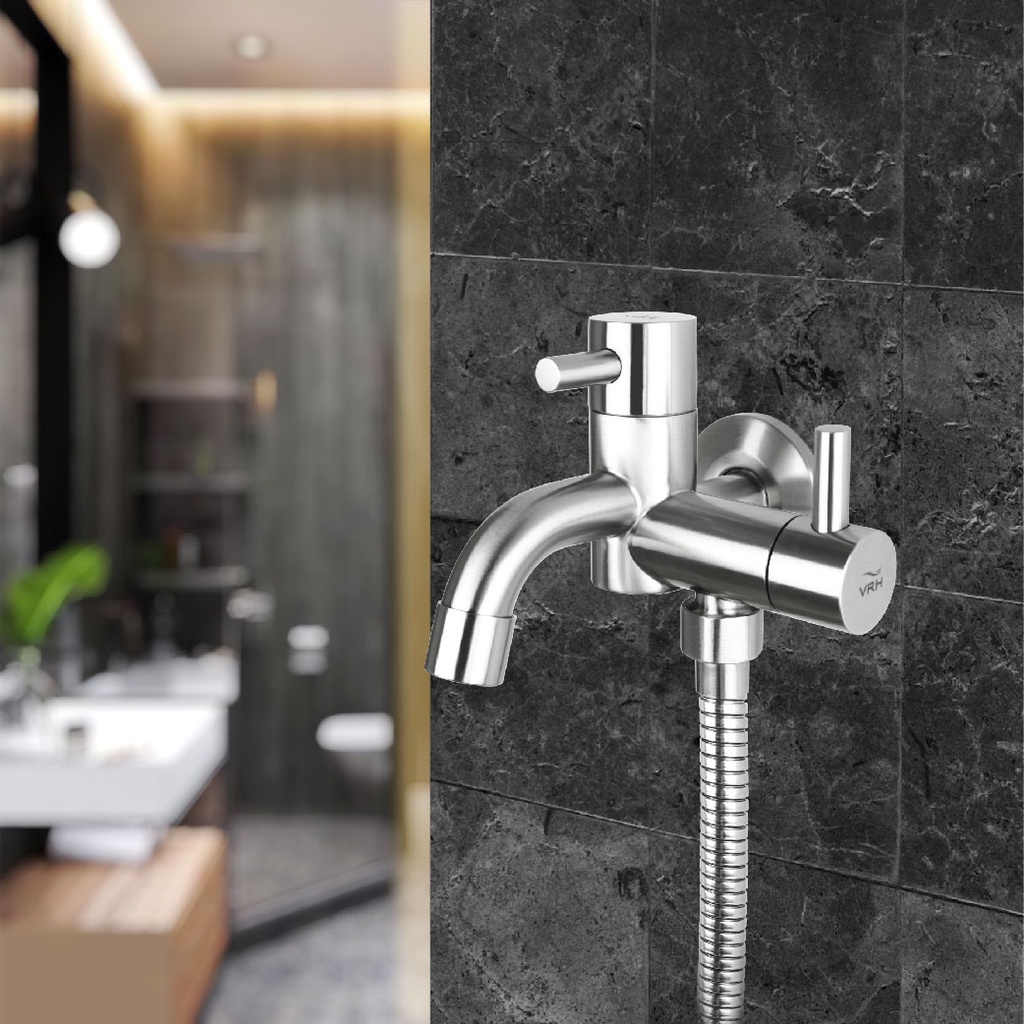 VRH ก๊อกลงบ่อ แบบติดผนัง พร้อมวาล์วฝักบัว (ไม่รวมสายอ่อน) HFVSB-7120G2 ก๊อกน้ำ ก๊อกสนาม ก๊อกอ่างอาบน้ำ - รูปที่ 2