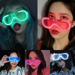 แว่นตาเรืองแสง ""มีหลอดไฟ LED"" แว่นตาเรืองแสง คริสต์มาส Luminous glasses