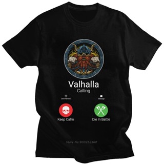 Funny Valhalla Is Calling Tshirt Men Cotton Handsome T-shirt O-neck Short Sleeves Viking Odin Tee Tops Harajuku