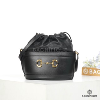 GUCCI HORSEBIT 1955 BUCKET LEATHER BLACK