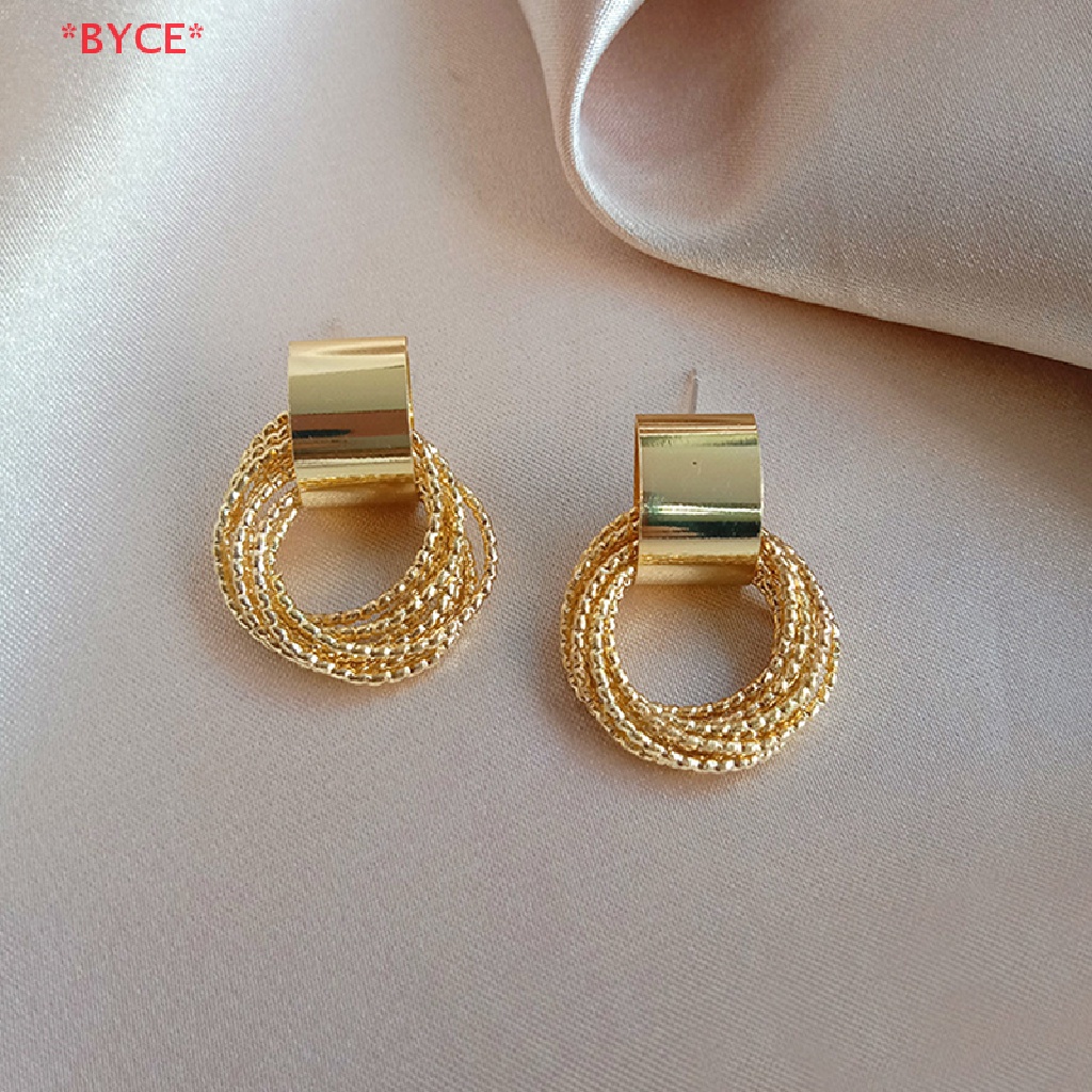 Byce> ใหม่ ต่างหูโลหะ ทรงกลม หลายชั้น เครื่องประดับแฟชั่น สไตล์เรโทร สําหรับผู้หญิง 1 คู่