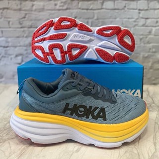 รองเท้าวิ่งชาย-หญิง Hoka Bondi 8 รองเท้าวิ่งถนนสายซัพพอร์ต หนานุ่ม ถ่ายจากงานแท้ มีอุปกรณ์พร้อมกล่อง