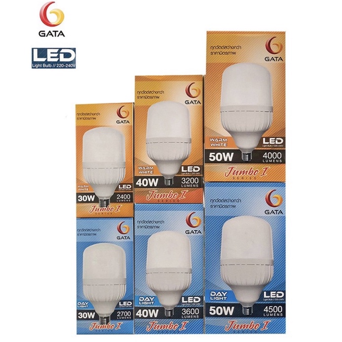 หลอด LED 30-40-50-60w GATA LED JUMBO BULB ป้องกันไฟกระชาก 1.5KV รับประกัน 1 ปี