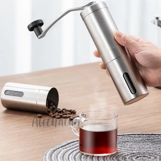 Alechaung ที่บดกาแฟสแตนเลส ล้างทำความสะอาดง่าย ปรับความละเอียดได้ ที่บดกาแฟแบบมือหมุน Coffee Grinder