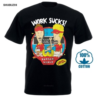 Lyzh เสื้อยืดลําลอง แขนสั้น พิมพ์ลาย Beavis Butthead Work Sucks แฟชั่นสําหรับผู้ชาย 010044 เสื้อยืดผ้าฝ้าย แฟชั่นสําหรับผู้ชาย