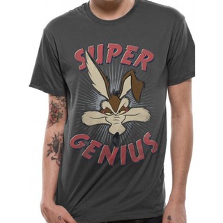 [COD] เสื้อยืดแขนสั้นลําลอง ผ้าฝ้าย 100% พิมพ์ลาย Wile E Coyote Super Genius Looney Tunes Roadrunner พลั