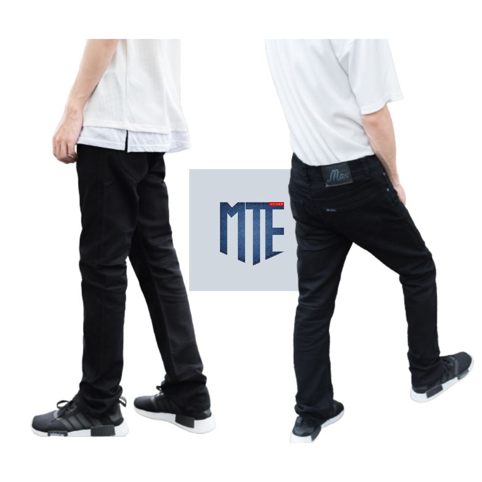 MTE กางเกงยีนส์ ขากระบอกเล็ก ผู้ชาย ผ้ายืด เป้าซิป ยีนส์ดำ bigsize รุ่น m201 สินค้าพร้อมส่ง มีเอว 38-44
