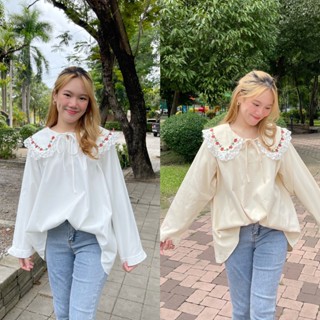 Styles_Unnie ✨พร้อมส่ง✨ T029 เสื้อเชิ้ตแขนยาวปกปักลายดอกไม้ พร้อมส่ง 2 สี