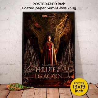 House of the Dragon Poster "Game of Thrones" Fire &amp; Blood โปสเตอร์ซีรีย์แห่งปี ศึกสายเลือดมังกร โปสเตอร์ภาพขนาด 33X48 cm