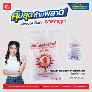 โซดาไฟเกล็ด ตราสิงโต 1กก. ELG-19931 NaOH Sodium Hydroxide