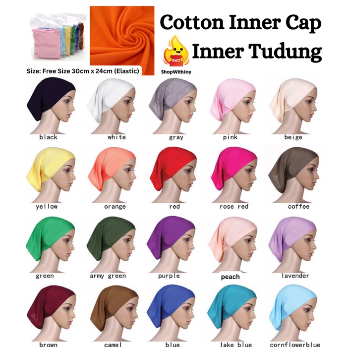 ShopWithJoyMuslimah Cotton Tube Inner Cap Anak Hijab Tudung Scarf Inner Tudung