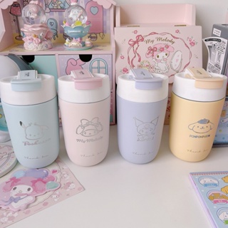 Sanrio กระติกน้ําร้อน สเตนเลส ลาย Hello Kitty Melody Kuromi LittleTwinStars Cinnamoroll PompomPurin BADBA น่ารัก ความจุขนาดใหญ่ สําหรับนักเรียน สํานักงาน