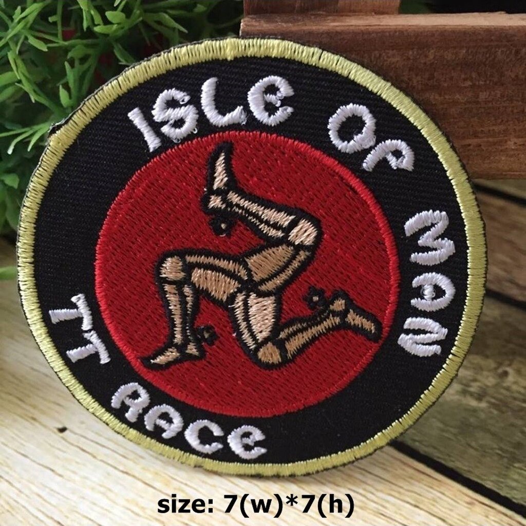 Isle of Man ตัวรีดติดเสื้อ อาร์มรีด อาร์มปัก ตกแต่งเสื้อผ้า หมวก กระเป๋า แจ๊คเก็ตยีนส์ Hipster Embroidered Iron on Patch