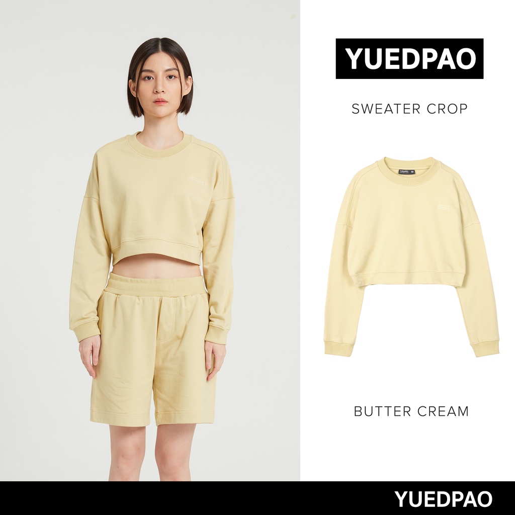 Yuedpao ยอดขาย No.1 รับประกันไม่ย้วย 2 ปี เสื้อ Sweater crop สี Butter cream