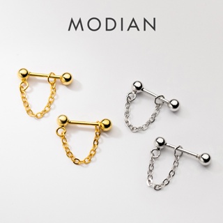 Modian ต่างหูสตั๊ด เงินแท้ 925 ประดับลูกปัด สีทอง เครื่องประดับแฟชั่น สําหรับผู้หญิง งานหมั้น งานแต่งงาน