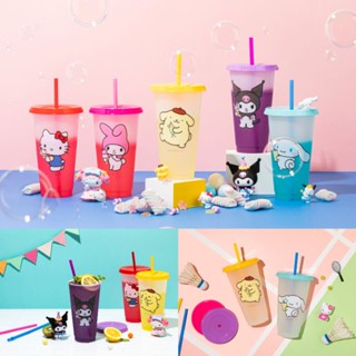 ( พร้อมส่ง ) Sanrio Color Changing Reusable Cold Cups ชุดแก้วเปลี่ยนสี 5 ชิ้น