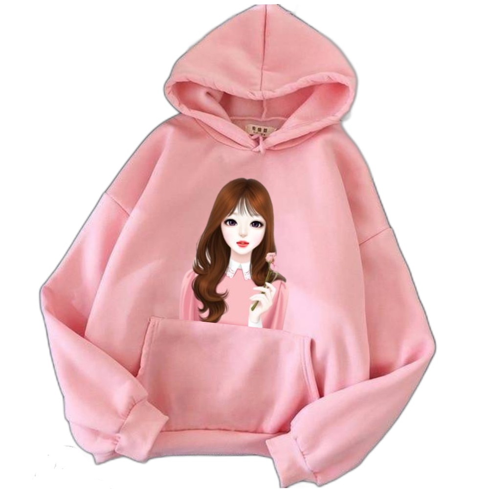 MAWAR Zepeto Rose เสื้อกันหนาวมีฮู้ดเด็กผู้หญิงอายุ 5-15 ปี